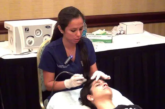Instructor demonstration of various microdermabrasion techniques