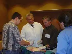 Instructor reviewing Sympathetic Nerve Block Procedure during Hands-On Session